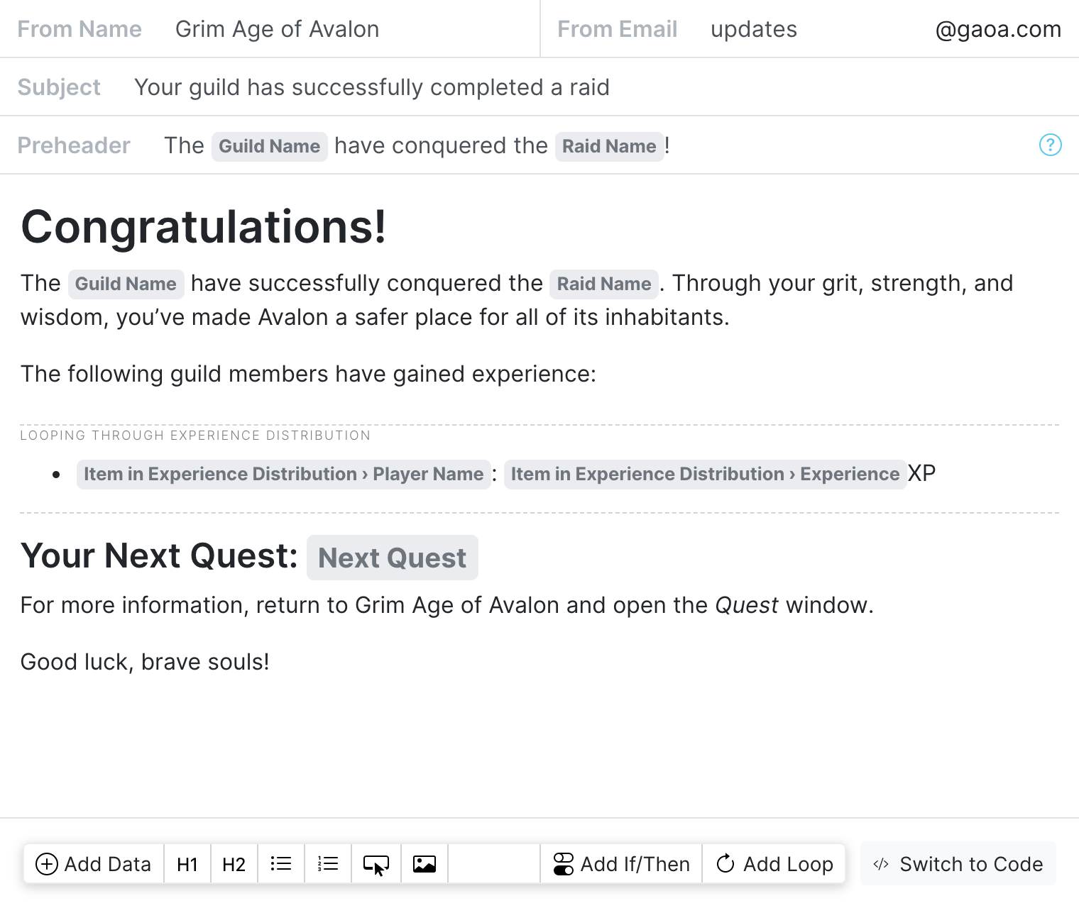 Transactional Email Editor