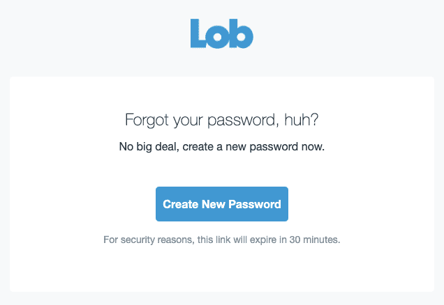 Lob reset password email
