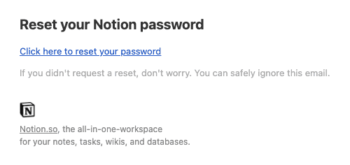 Notion reset password email